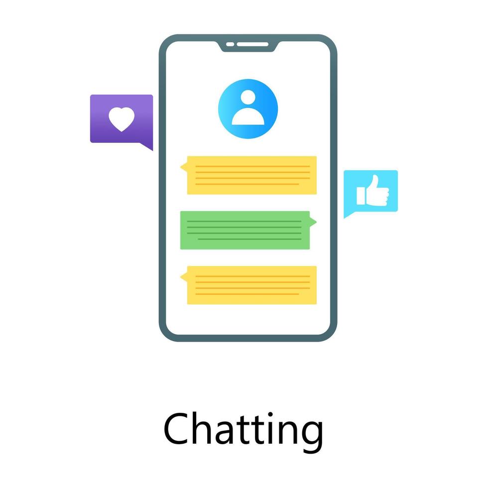 aplicativo de mensagens móveis, ícone conceitual gradiente plano de bate-papo vetor