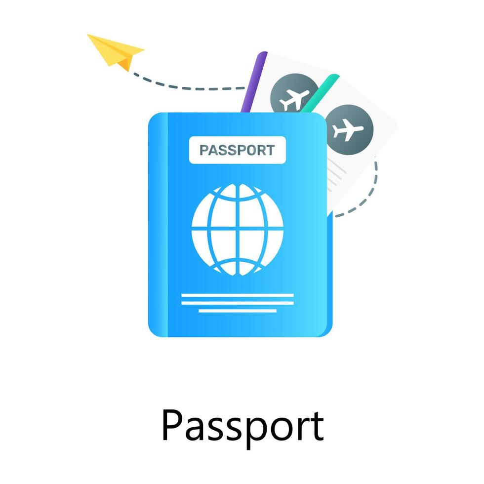 viagens internacionais, ícone de conceito gradiente plano de passaporte vetor
