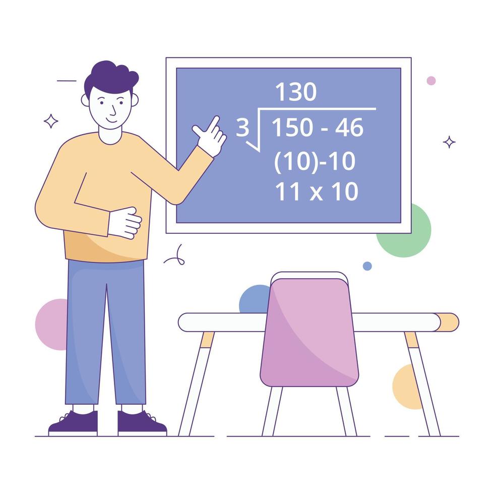 baixar aula de matemática em ilustração plana moderna vetor