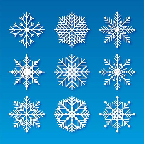 Flocos de neve de Natal decorativos definir elementos de design vetor