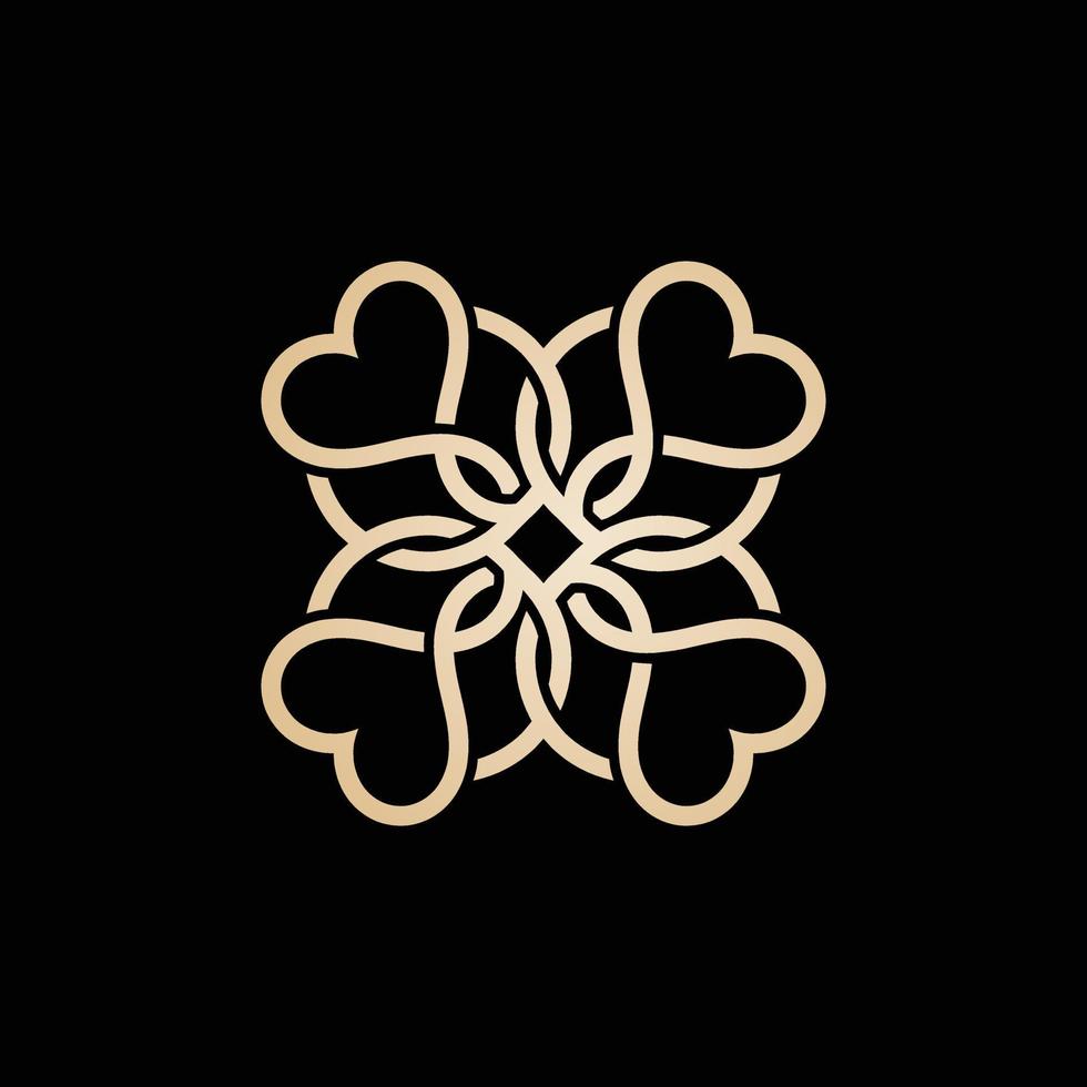 amor de luxo ou design de logotipo de flor de coração vetor