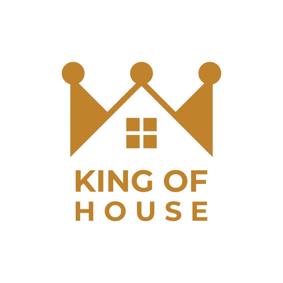 casa moderna e luxuosa com design de logotipo de coroa. rei do logotipo da casa. logotipo da casa real vetor