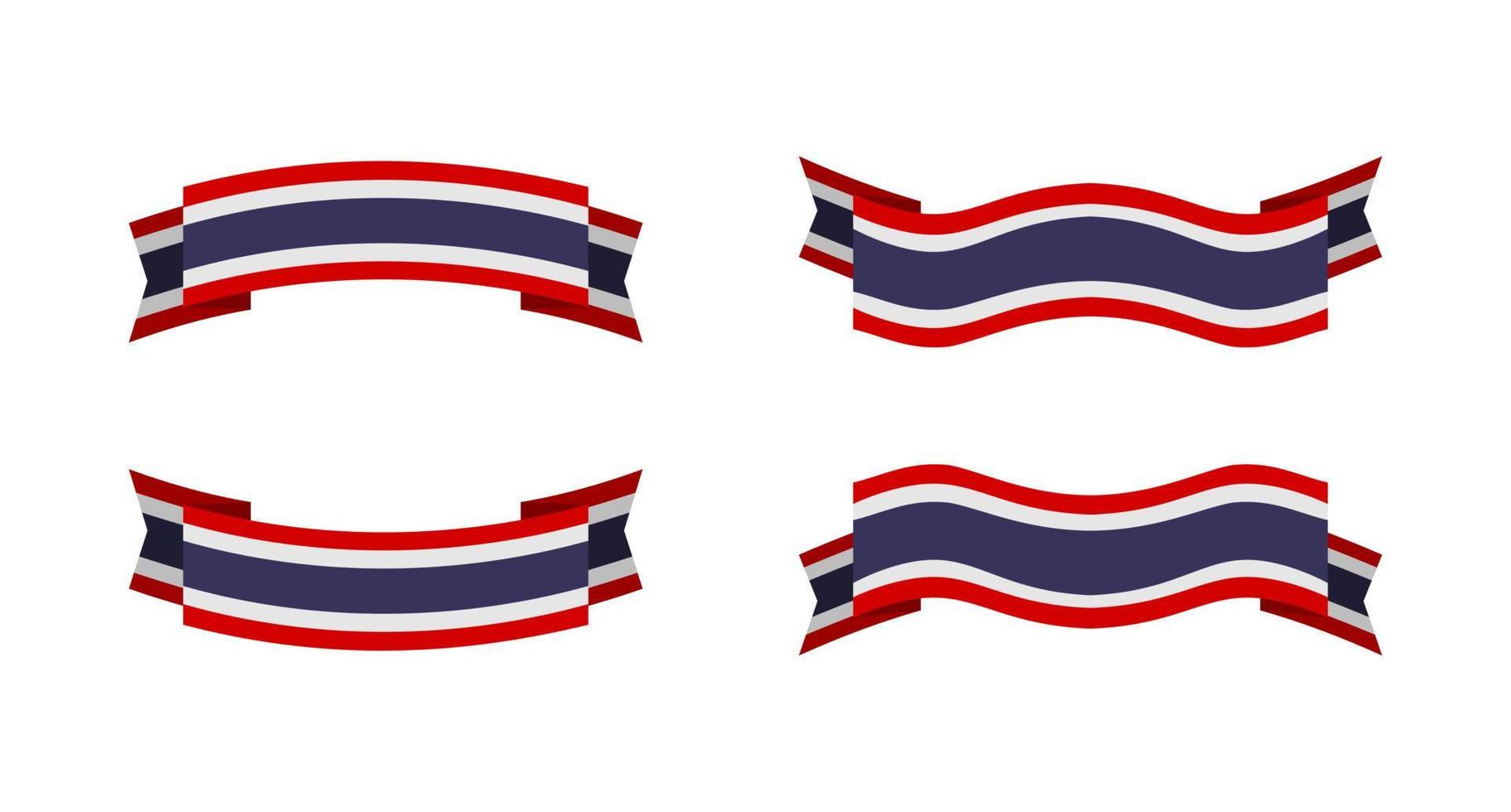 ilustração de uma bandeira da Tailândia com um estilo de fita. conjunto de vetores de bandeira da Tailândia.