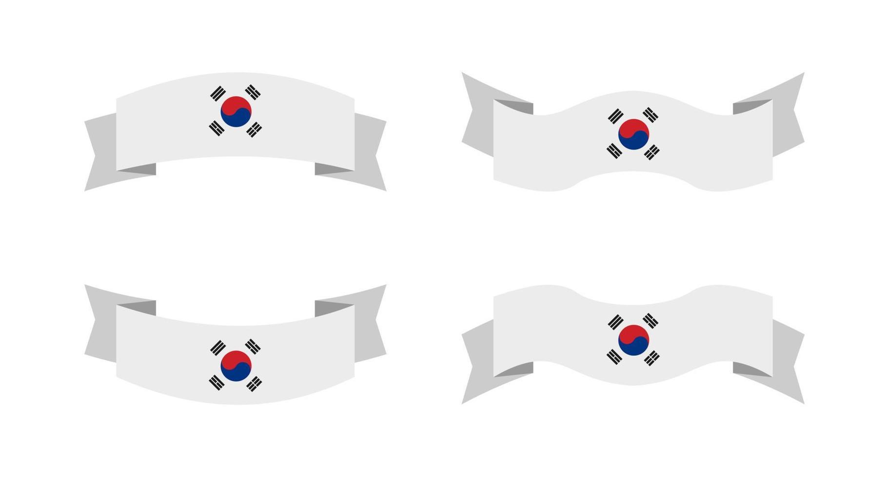 ilustração de uma bandeira da coreia do sul com um estilo de fita. conjunto de vetores de bandeira da coreia do sul.