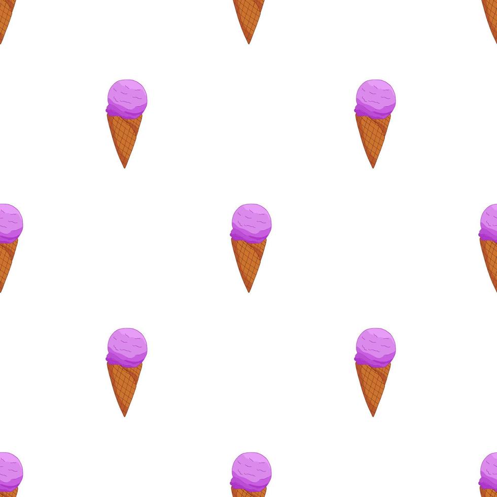 padrão sem emenda de sorvete de cone de lavanda. design de cartão de verão. ilustração vetorial dos desenhos animados. vetor