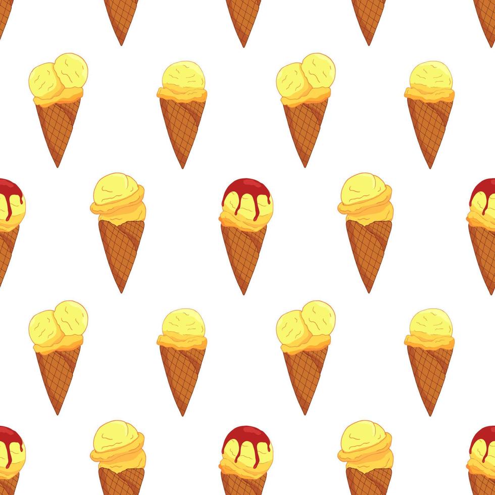 padrão de sorvete de cone de limão colorido sobre fundo branco. design de cartão de verão. ilustração vetorial dos desenhos animados. vetor