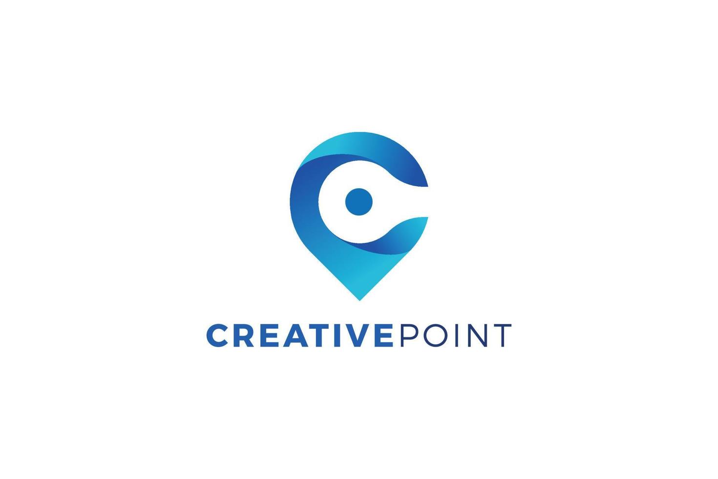 letra c ponto criativo azul design de logotipo mínimo vetor