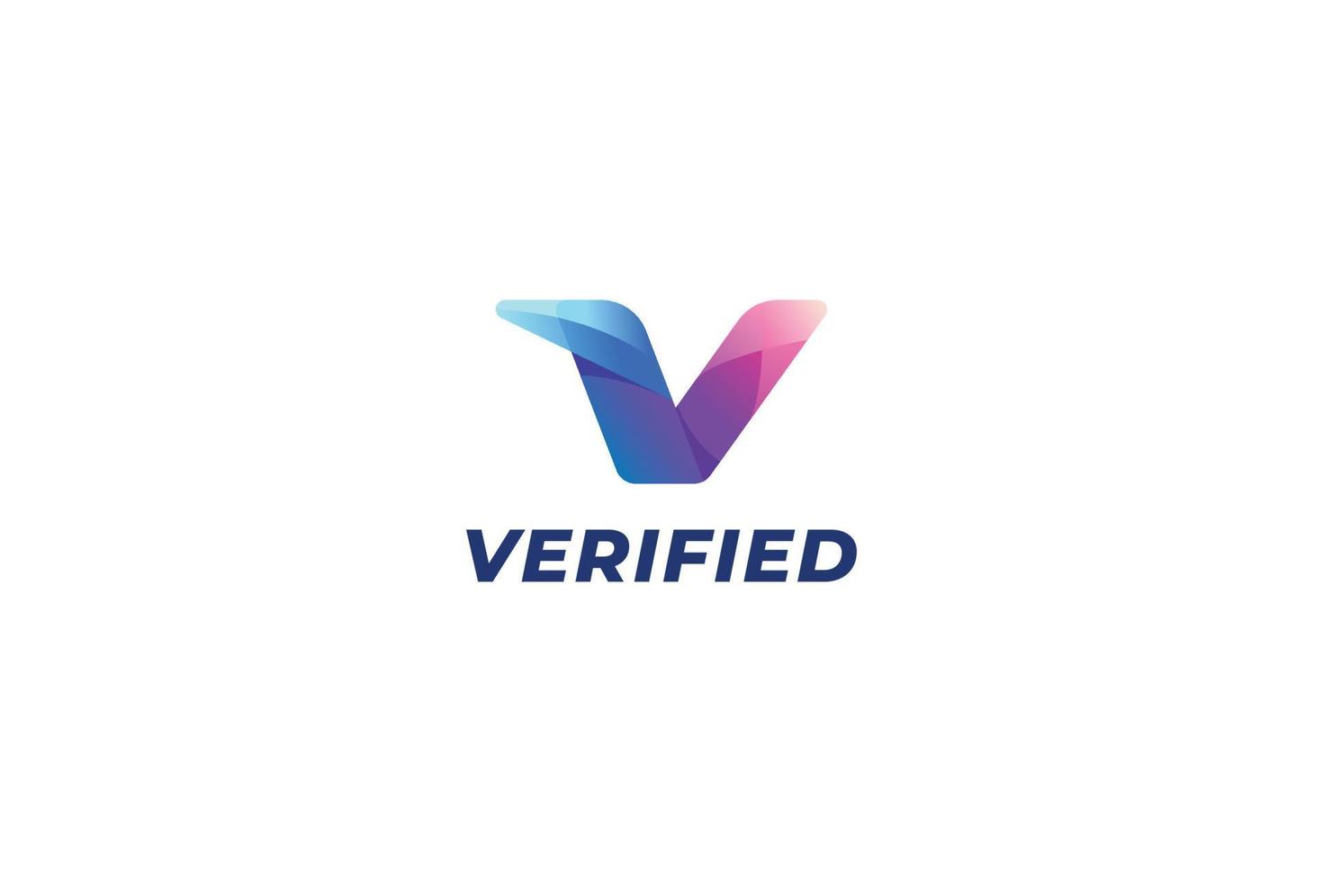 letra v logotipo de verificação de marca de seleção colorida vetor