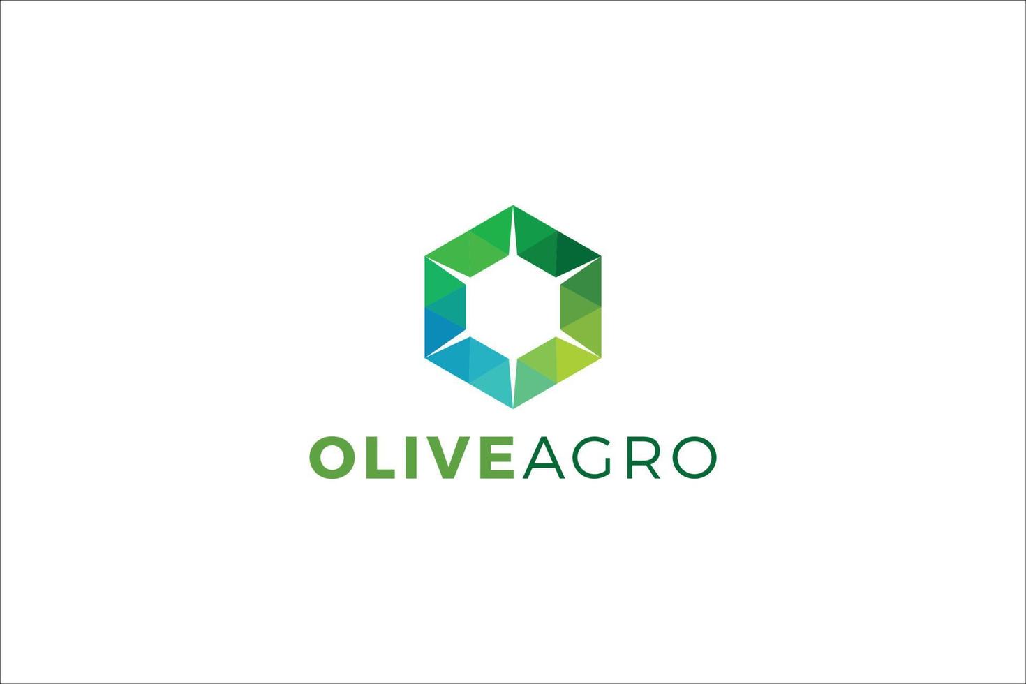 letra o logotipo hexagonal verde para empresa vetor