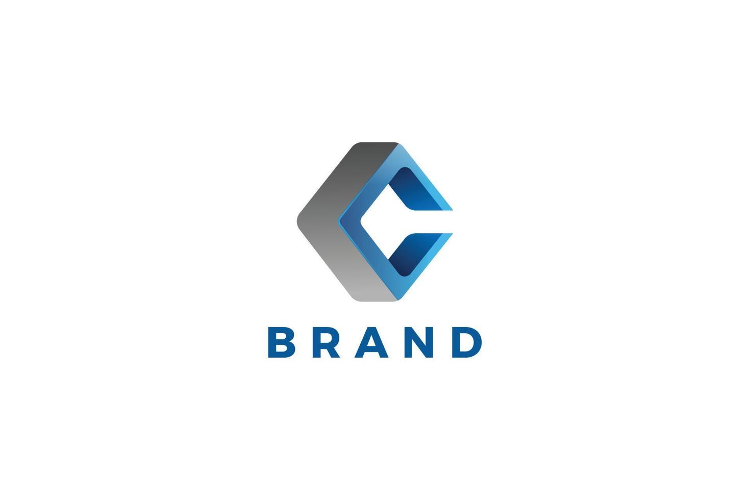 letra c design de logotipo abstrato azul 3d vetor