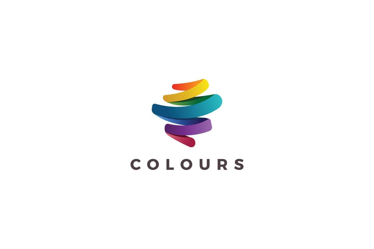 logotipo criativo em espiral 3d de fita colorida vetor