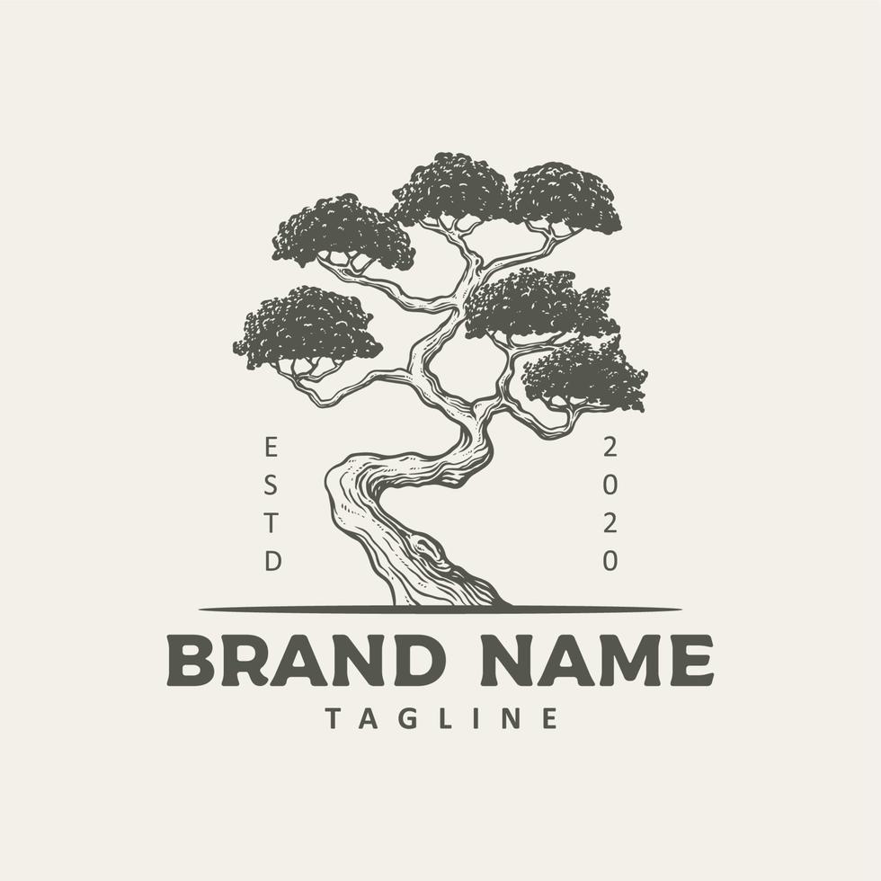 ilustração de design de logotipo de árvore vintage vetor