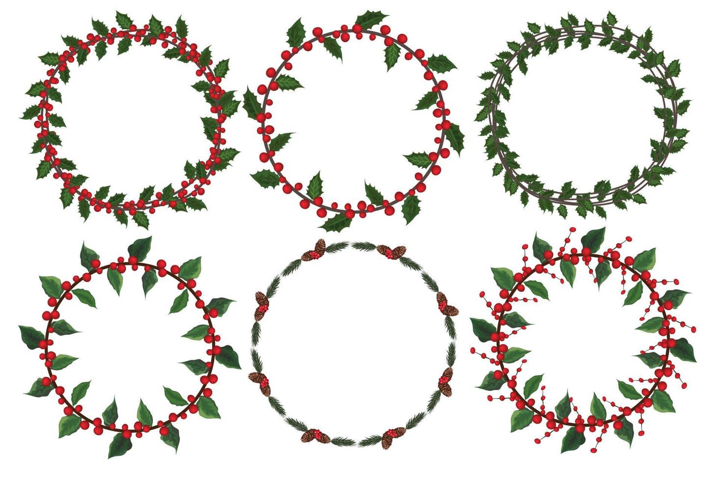 conjunto de guirlanda de natal com elementos florais de inverno. ilustração vetorial. vetor