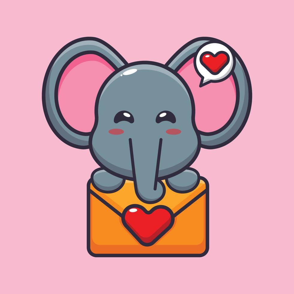 personagem de desenho animado de elefante fofo com mensagem de amor vetor