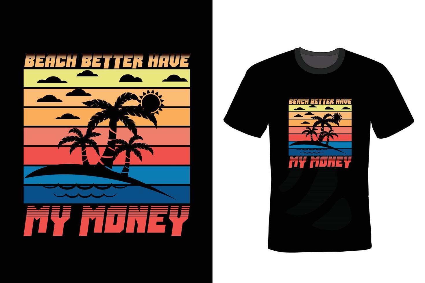 design de camiseta de praia, tipografia, vintage vetor