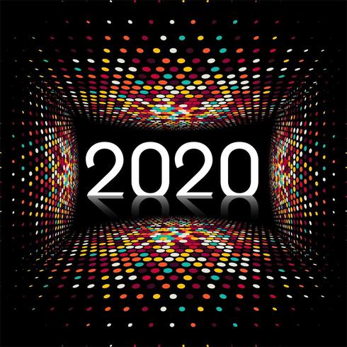 Ano novo criativo 2020 design de luz de discoteca de texto vetor