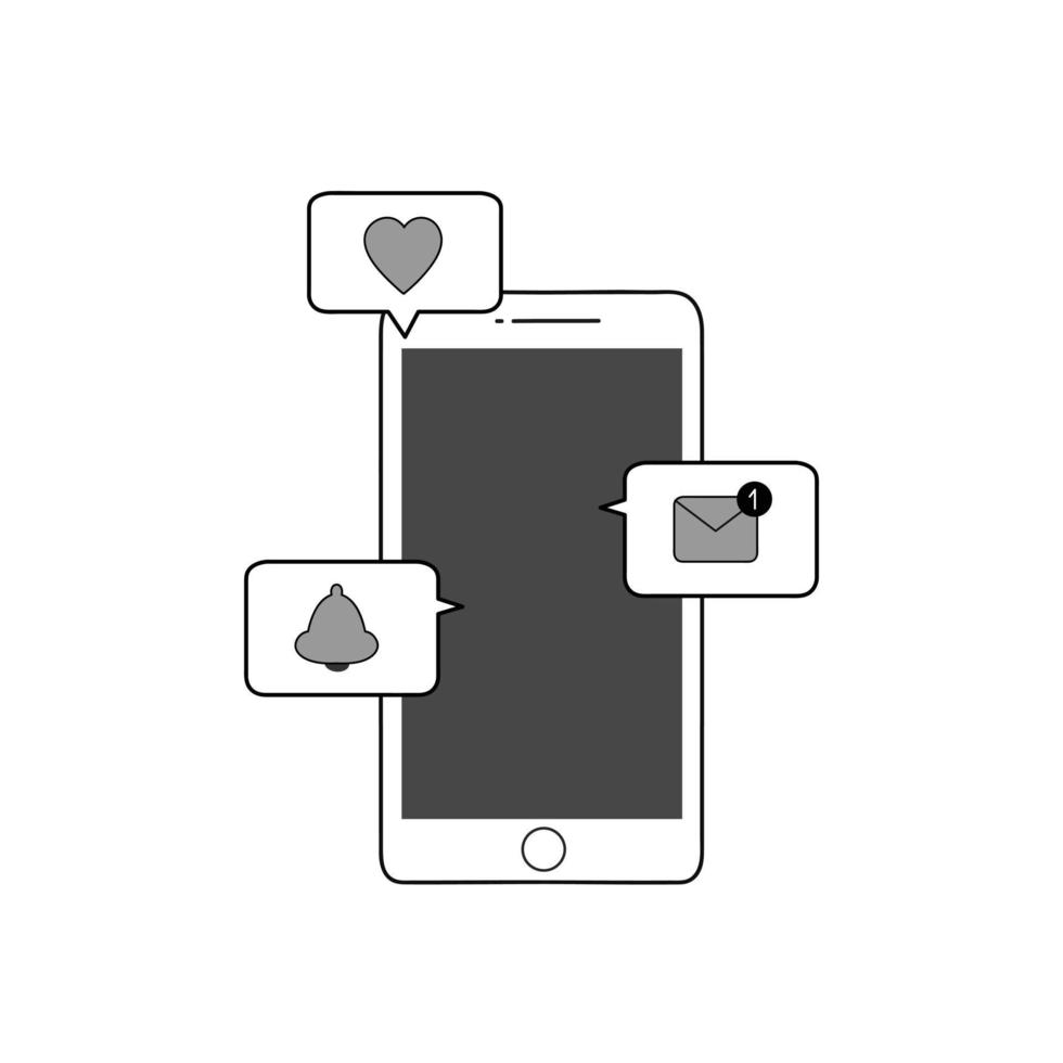 ícone do telefone móvel smartphone e ícone de notificação usado na criação de sites. ilustração vetorial vetor