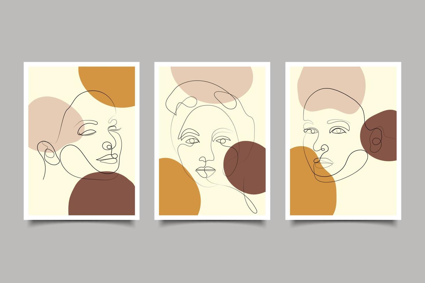 conjunto de mulheres posam coleção de desenho de rosto de arte de linha vetor