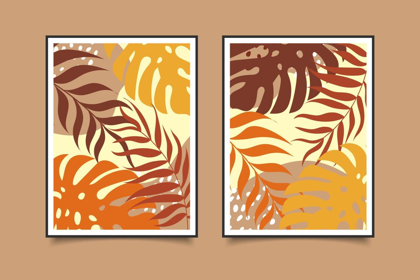 conjunto de fundo minimalista de folhas tropicais vetor