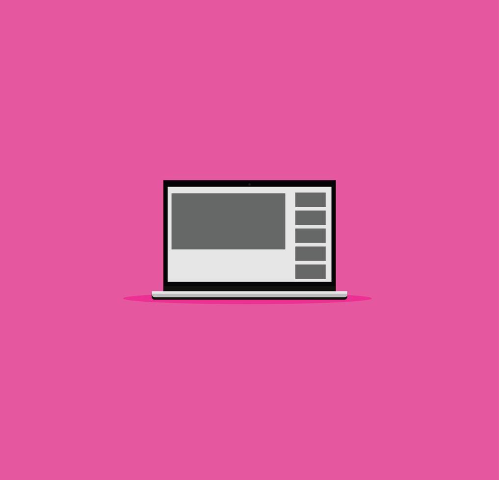 vetor de ilustração de desenho de laptop em fundo rosa