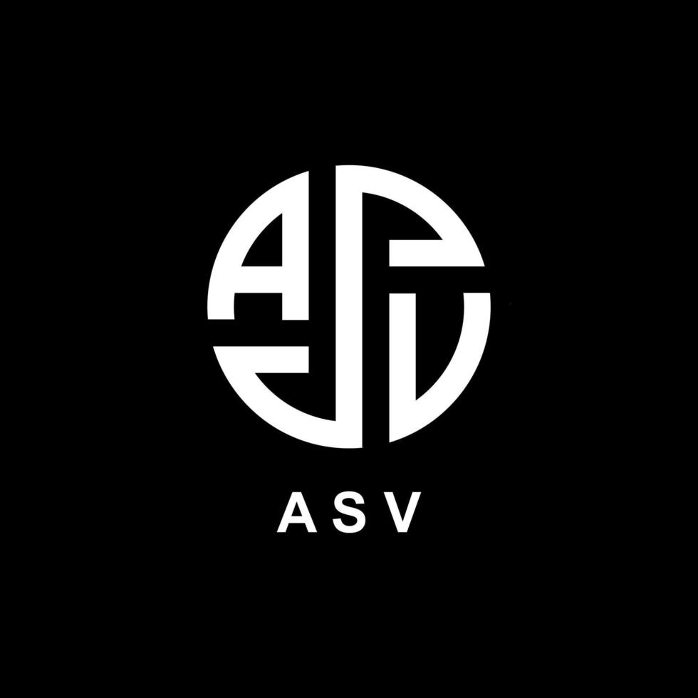 design de logotipo de carta asv em fundo preto. vetor asv inicial. design de letra asv. logotipo asv.