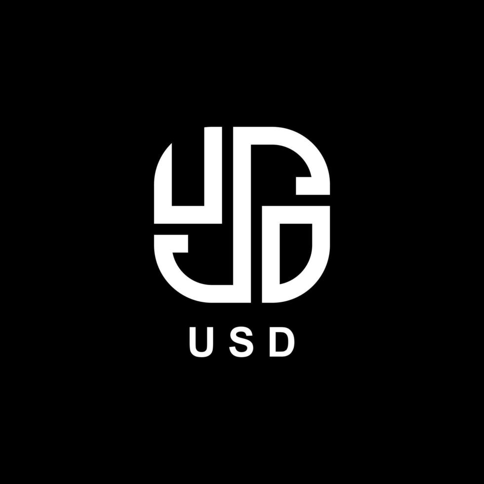 design de logotipo de letra usd em fundo preto. vetor inicial usd. design de letra usd. logotipo usd.