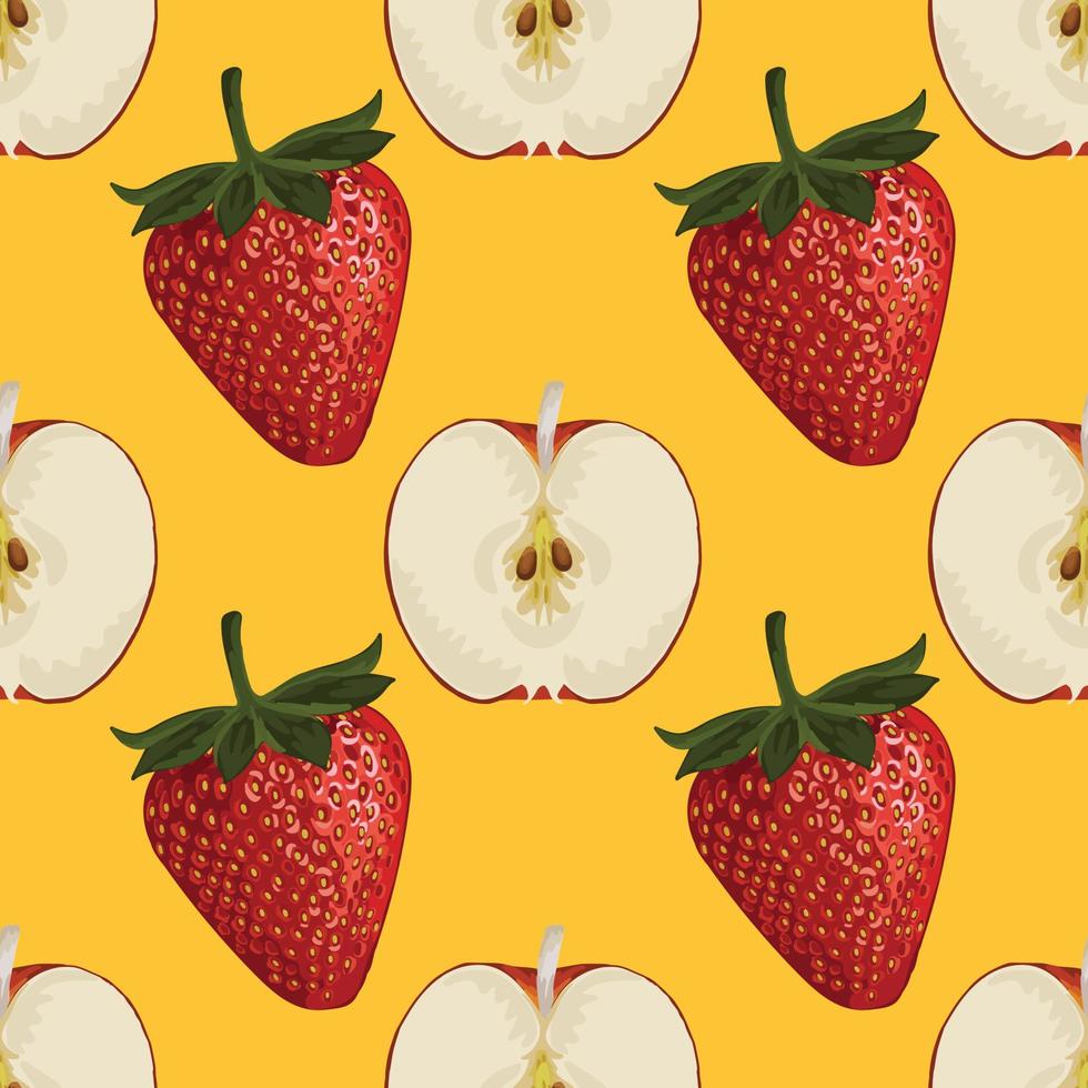 mão bonita e fresca desenhar fundo sem costura de frutas vetor