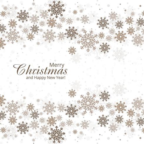 Fundo de inverno com design de cartão de feliz Natal flocos de neve vetor