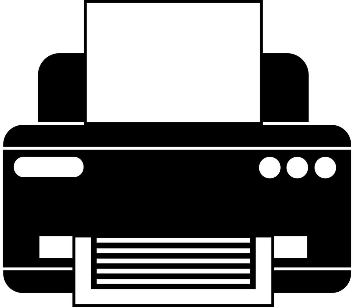 escritório ou ícone de impressora em casa, silhueta preta. destacado em um fundo branco. ilustração vetorial vetor