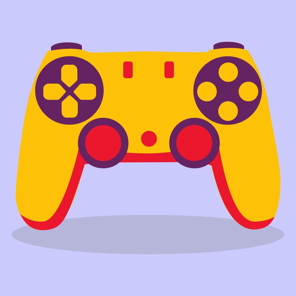 joystick amarelo brilhante para o jogo. um console de jogos de estilo plano. jogos. ícone. vetor