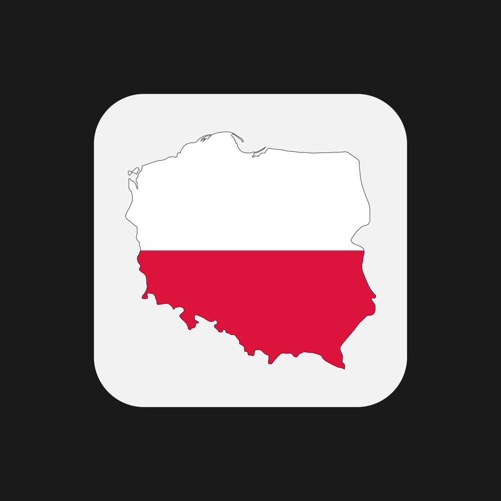 silhueta do mapa da polônia com bandeira no fundo branco vetor