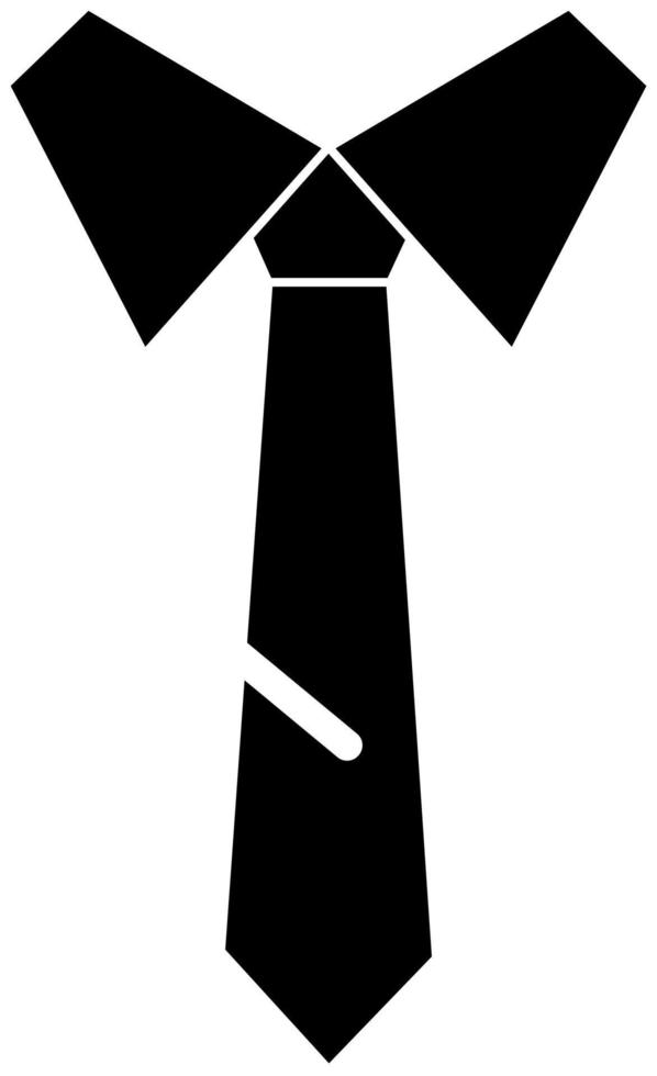 gravata de crachá com gola de camisa, silhueta preta. destacado em um fundo branco. ilustração vetorial vetor