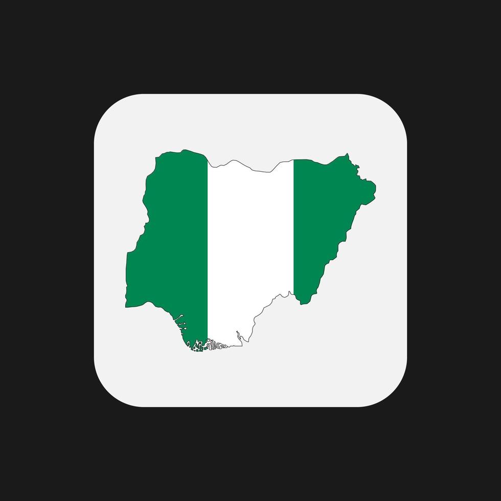 silhueta do mapa da Nigéria com bandeira no fundo branco vetor