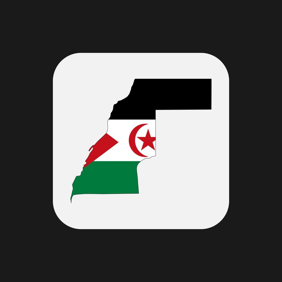 silhueta do mapa do Saara Ocidental com bandeira no fundo branco vetor