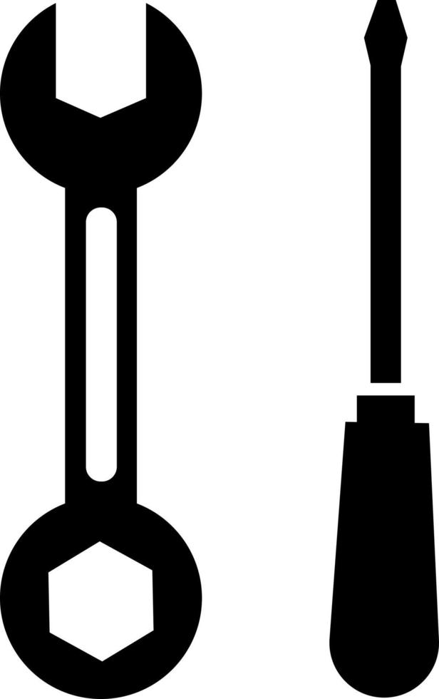 ícone de reparo. ícone de chave inglesa e chave de fenda, silhueta preta. destacado em um fundo branco. vetor