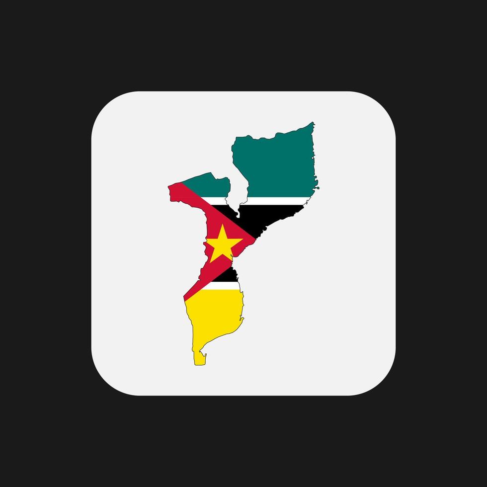 silhueta do mapa de moçambique com bandeira no fundo branco vetor