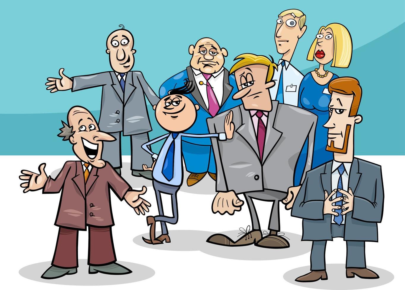 grupo de personagens de empresários e gerentes dos desenhos animados vetor