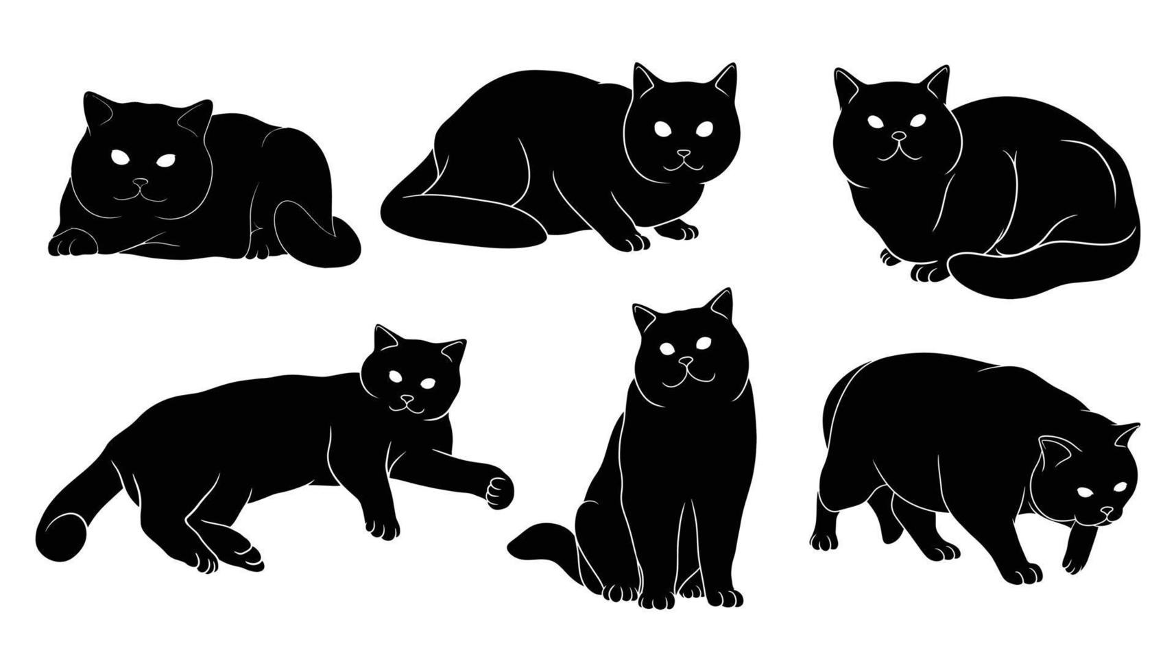 silhueta desenhada de mão de gato britânico vetor