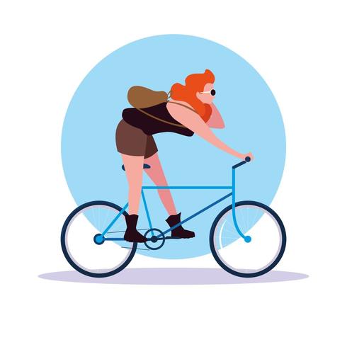 personagem de avatar de bicicleta de equitação jovem vetor