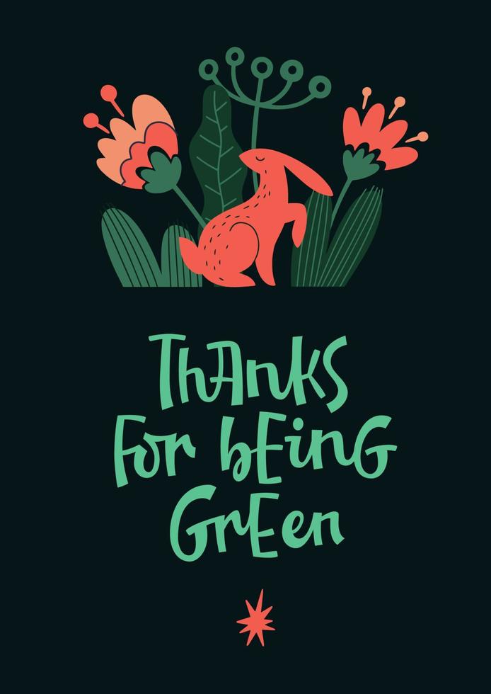 ilustração vetorial de animais e plantas acima do slogan vetor