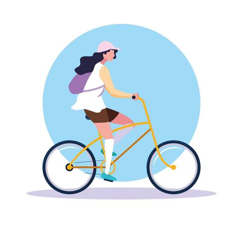 personagem de avatar de bicicleta de equitação jovem vetor