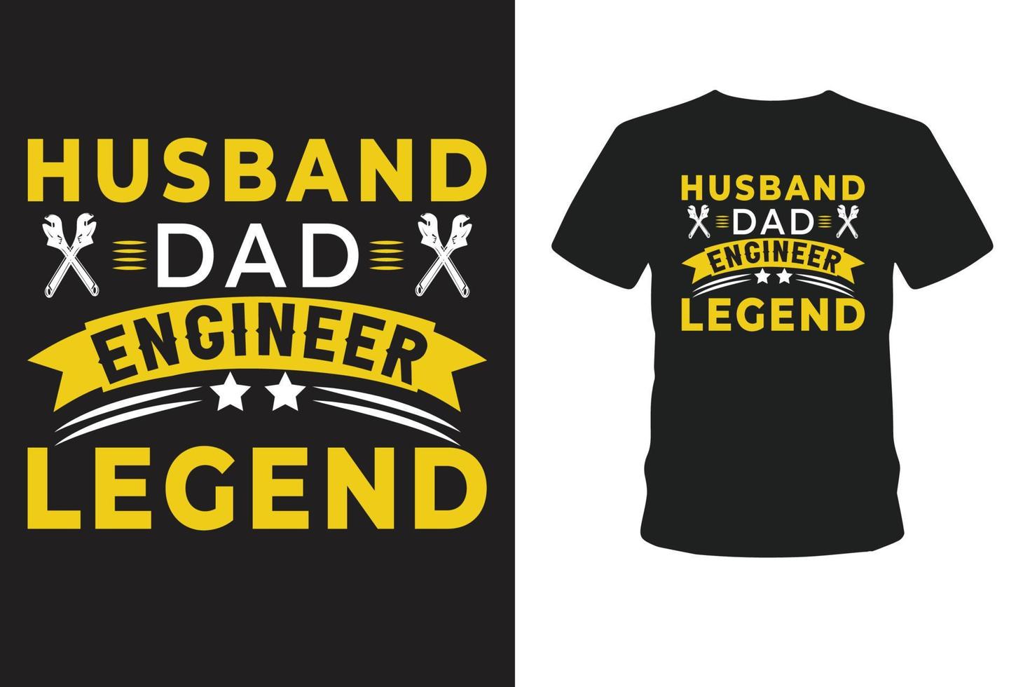 camiseta com a lenda do engenheiro pai marido. vetor