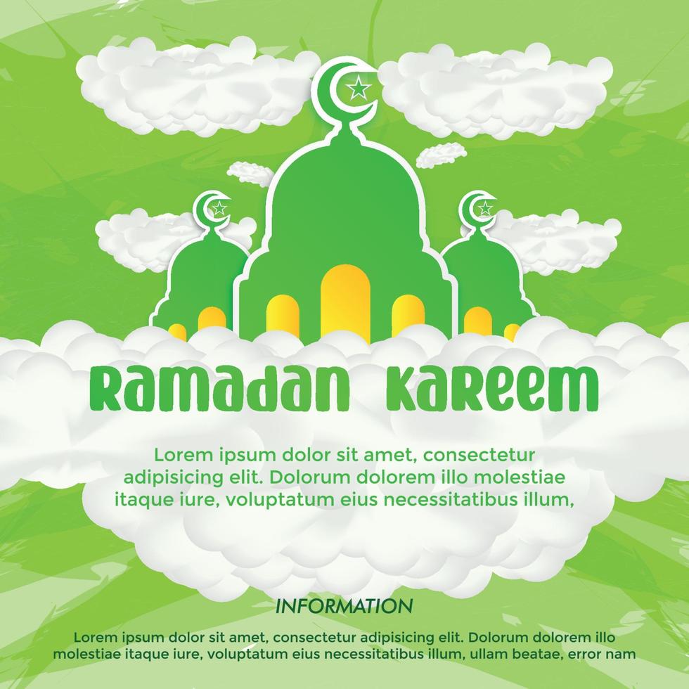 post de mídia social do tema ramadã e modelo de cartão de saudação vetor