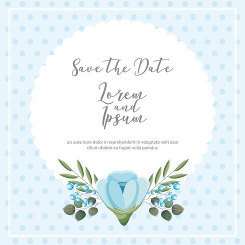 fundo de pontos de decoração de flores azuis salvar o cartão de data vetor