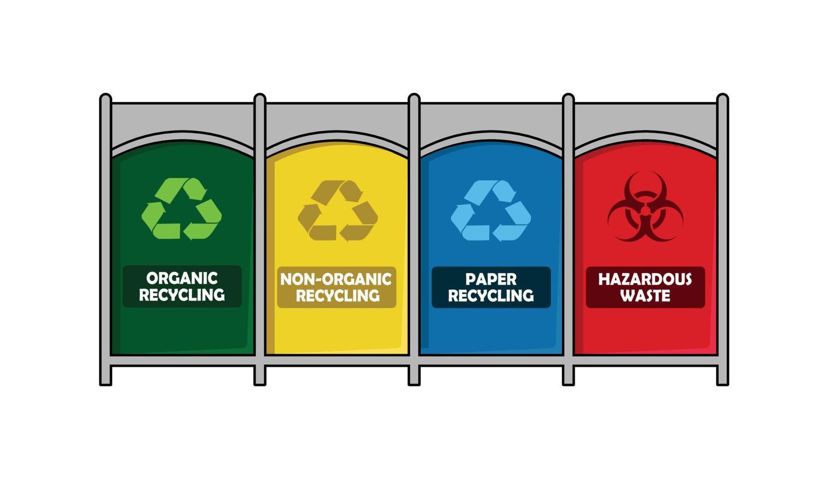 latas de lixo para reciclagem e eliminação de resíduos vetor
