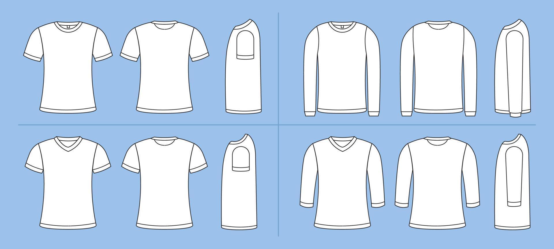 conjunto lateral de pré-visualização alternativa de camiseta vetor