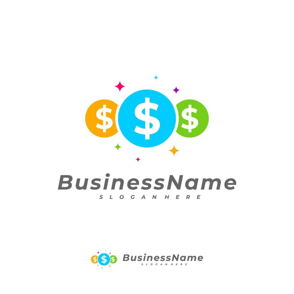 modelo de vetor de logotipo de dinheiro colorido, conceitos de design de logotipo de dinheiro criativo