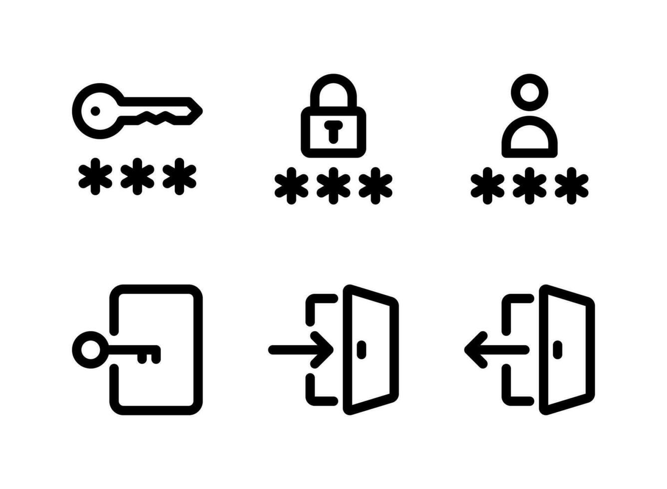 conjunto simples de ícones de linha de vetor relacionados à interface do usuário. contém ícones como chave, senha, login e muito mais.