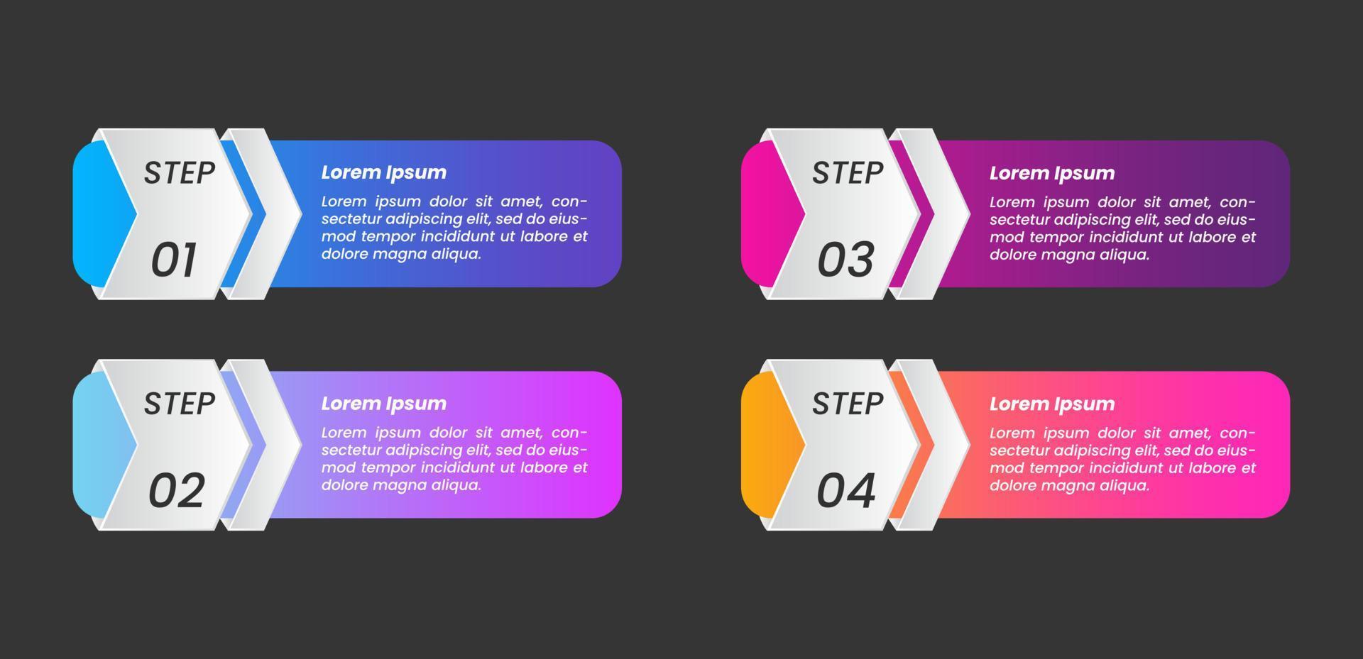 coleção de bandeiras de infográficos de cores modernas. ilustração vetorial. vetor