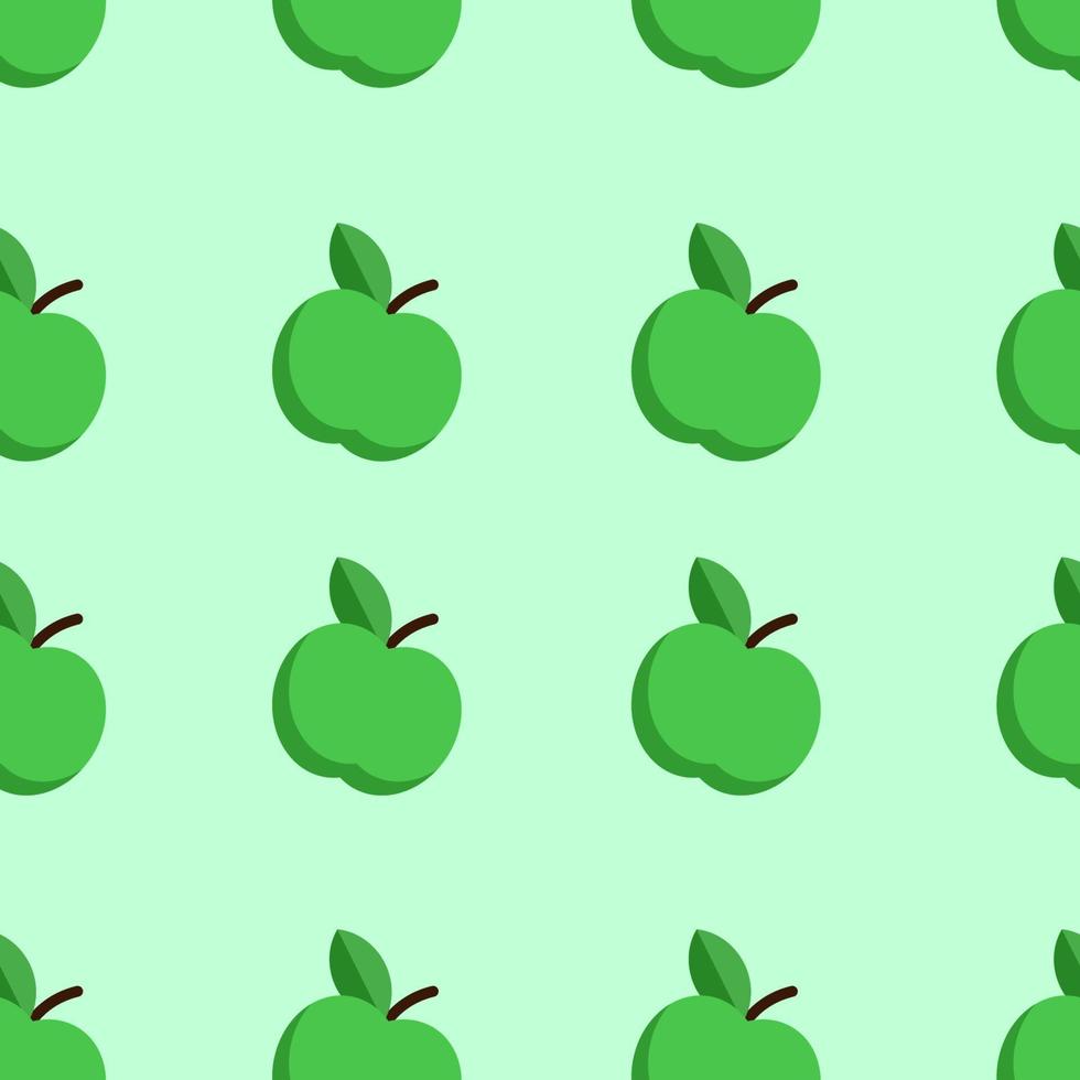 padrão sem emenda de frutas de maçã verde com fundo verde pastel. ilustração vetorial vetor